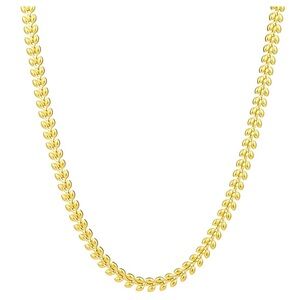 Gold 18K Womens Plated Leaves Necklace Stainless Steel Hypoallergenic Gift Glam